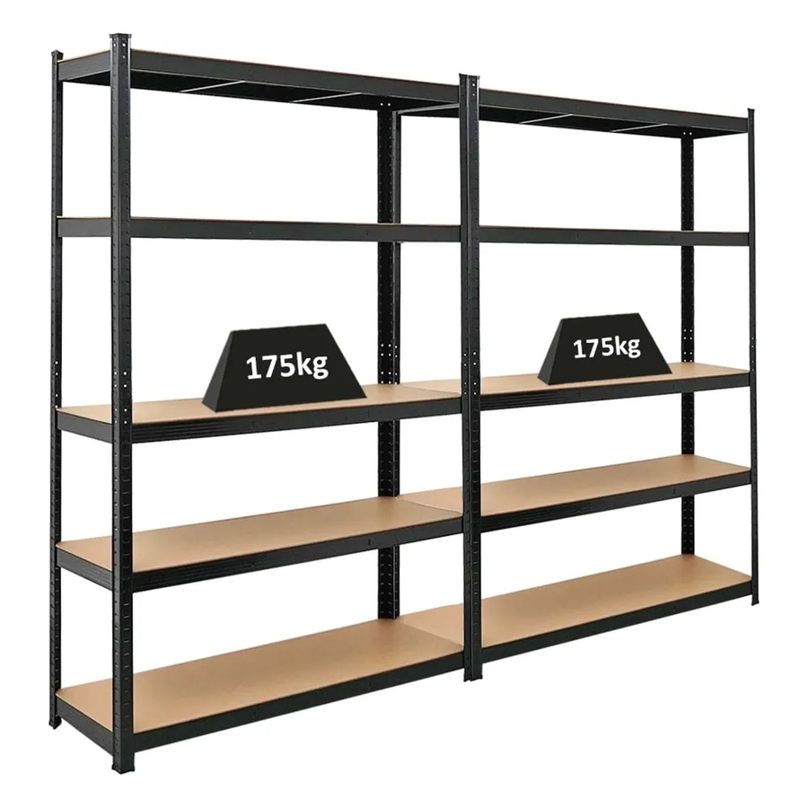2er Set PROREGAL Ragnar Schwerlastregal Schwarz mit verstellbaren Fachböden, H x B x T: 180 x 120 x 40 cm, Fachlast 175 kg - Bild 2