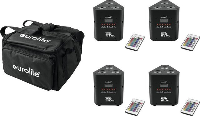 EUROLITE Set 4x AKKU TL-3 QuickDMX LED-Strahler mit Soft-Bag in Schwarz - Bild 1