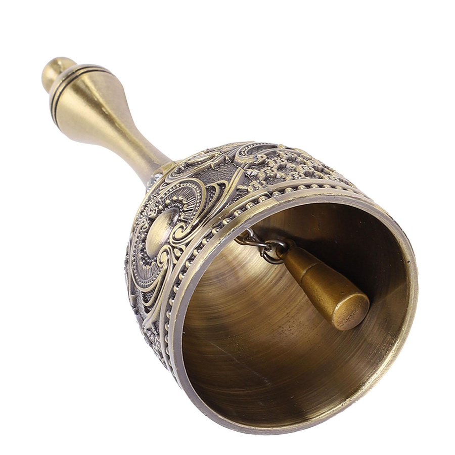 TOMTOP JMS Handglocke im Vintage Antik Stil aus Zinklegierung in Bronze und Gold für Tischdekoration, Schule oder Hochzeit - Bild 3