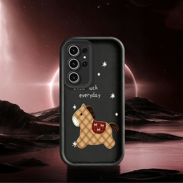 Braune Silikon Handyhülle mit Pony-Design für Samsung Galaxy S26 Ultra S25 S24 S23 S22 S21 S20 Plus FE Note 20 Ultra - Bild 1