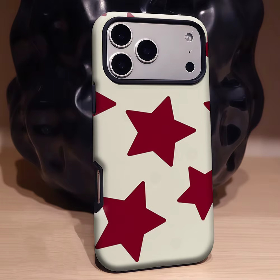 Burgundy StarS Robuste Magnetische Handyhülle für iPhone 17 16 15 14 13 Pro Max Plus, Doppelschichtige Schutzhülle in Rot - Bild 3