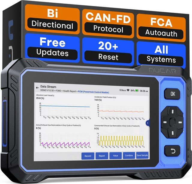 MUCAR 682 AI Professionelles Auto-Diagnosegerät mit CANFD, bidirektionaler ECU-Codierung und 20 Resets, Farbe: Schwarz - Bild 1