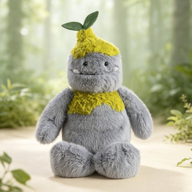 blushbear Waldgeist-Plüschtier, Graues Stoffmonster mit Blattkopf, 65cm - Bild 1