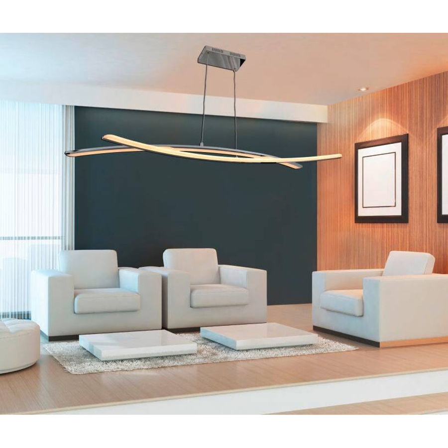 Näve LED-Pendelleuchte Theo in Chrom, silberfarben, B/H/T: 72 x 120 x 32 cm - Bild 2