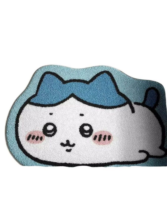 Chiikawa Anime Plüsch-Teppich mit Hachiware und Usagi Motiv, rutschfester Bodenmatte aus Polyester in Weiß für Wohnzimmer und Badezimmer - Bild 2