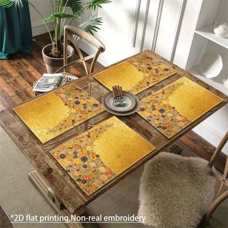VIKAMA 4-teiliges Tischset Gustav Klimt Multicolor für Küche und Esstisch - Bild 2