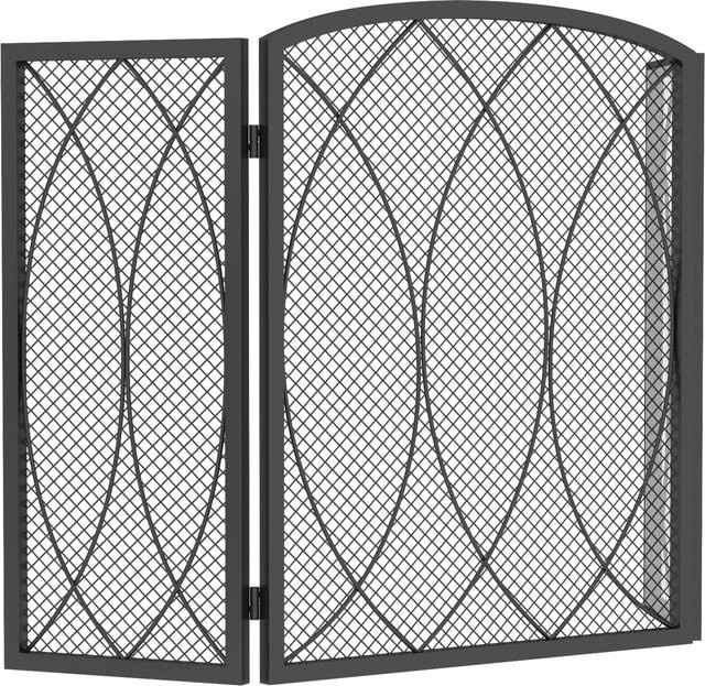 HOMCOM Kaminschutzgitter aus Metall, 3-teiliges faltbares Funkenschutzgitter in Schwarz, B: 122 cm, H: 75 cm - Bild 1
