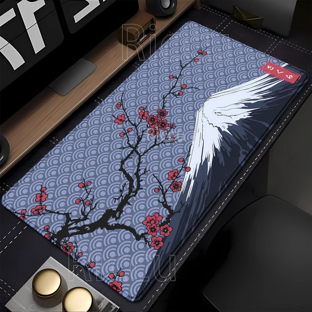 Riccu Mauspad Mount Fuji Japanisches Sakura Design Multicolour XXL Schreibtischunterlage - Bild 1