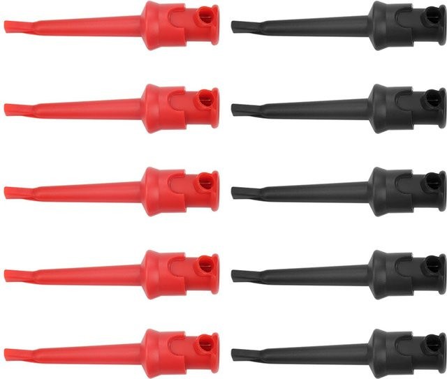 10 Stück P5002 Multimeter-Testhaken Greifer für SMT SMD IC D20 Kabel in Schwarz und Rot - Bild 1