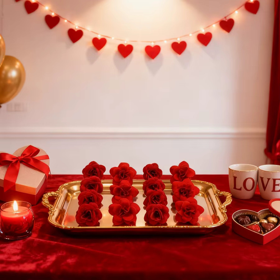 Künstliche rote Rosenköpfe für Valentinstag, Hochzeit und DIY-Dekorationen - Bild 1