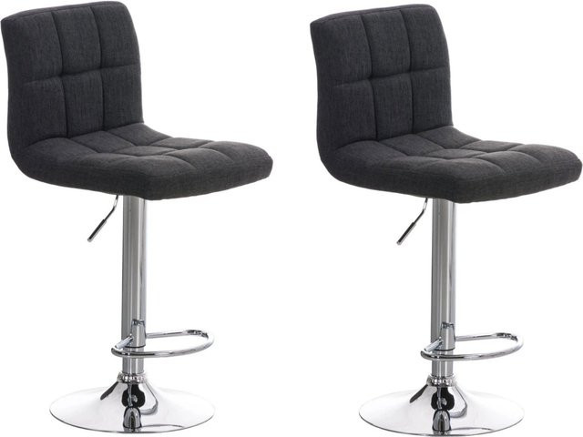 DELUKE 2er Set Barhocker REZAR in Dunkelgrau mit Silber, höhenverstellbare Barstühle mit Lehne und 360 Grad Drehsitz, B/T/H: 46 x 47 x 94 cm - Bild 1