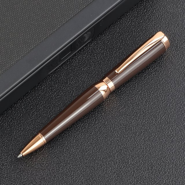 BTS Luxus Kugelschreiber in Kaffeebraun mit schwarzer Tinte und 0,5 mm ultrafeiner Spitze aus Metall - Bild 1