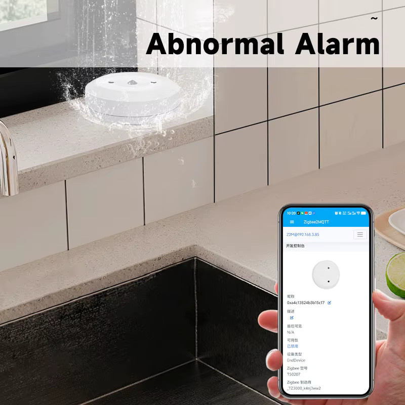 iHseno Zigbee Smart Wassersensor in Weiß als Überflutungs- und Leckdetektor mit App-Fernüberwachung für Küche und Bad, kompatibel mit Home Assistant und Zigbee2MQTT - Bild 2
