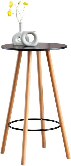 DELUKE Stehtisch REJA Rund im Skandinavischen Design, Schwarz, Durchmesser: 60 cm, Höhe: 107 cm - Bild 1
