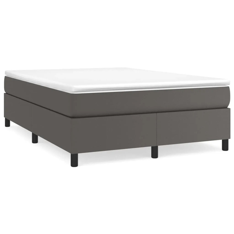 vidaXL Boxspringbett Hybrid mit Matratze, Grau, Kunstleder, B/T: 140 x 190 cm - Bild 2