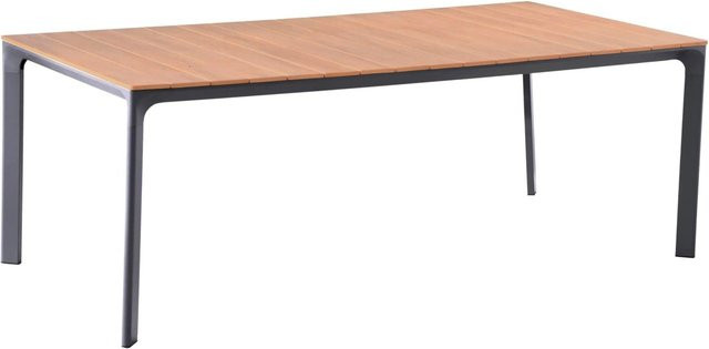 DELUKE Gartentisch KUNO aus Kunststoff und Aluminium in Braun, wetterfester Terrassentisch für Garten und Outdoor, B/T/H: 208 x 100 x 74 cm - Bild 1