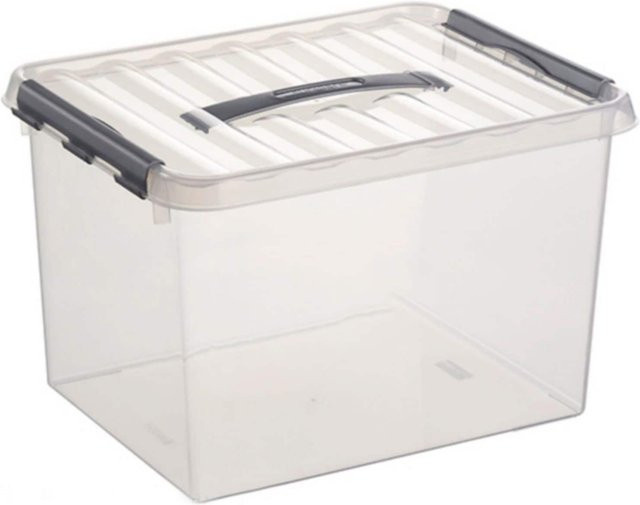 BRB Stapelbehälter mit Griffen aus Kunststoff, 2er-Set, transparent, 25 Liter - Bild 1