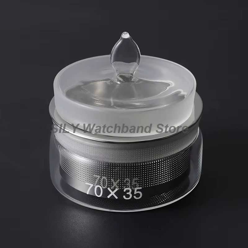 Uhrenreparatur-Öltank, Glasbehälter, Stahlgitter, 60x30 mm, 70x35 mm - Bild 1