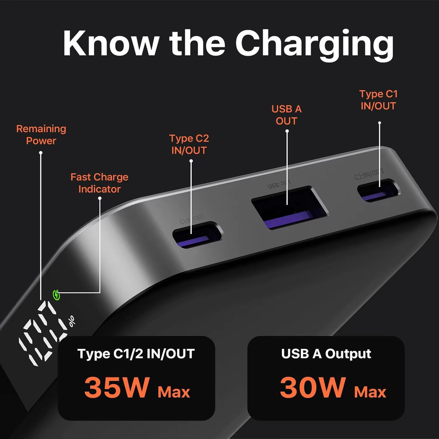 JUOVI Powerbank 10000mAh mit 35W Superschnellladefunktion als tragbares Ladegerät in Schwarz oder Grün - Bild 2