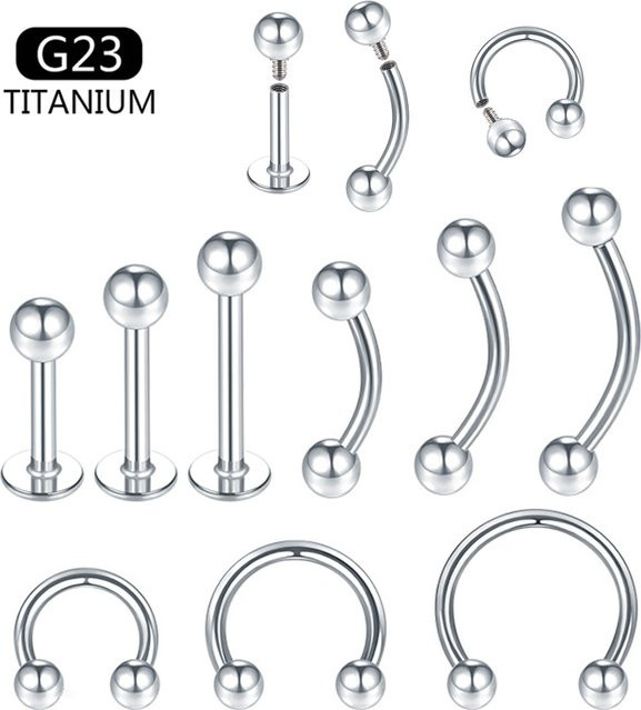 ZHIMO Piercing Hufeisen, Titan, Silber, Unisex - Bild 1
