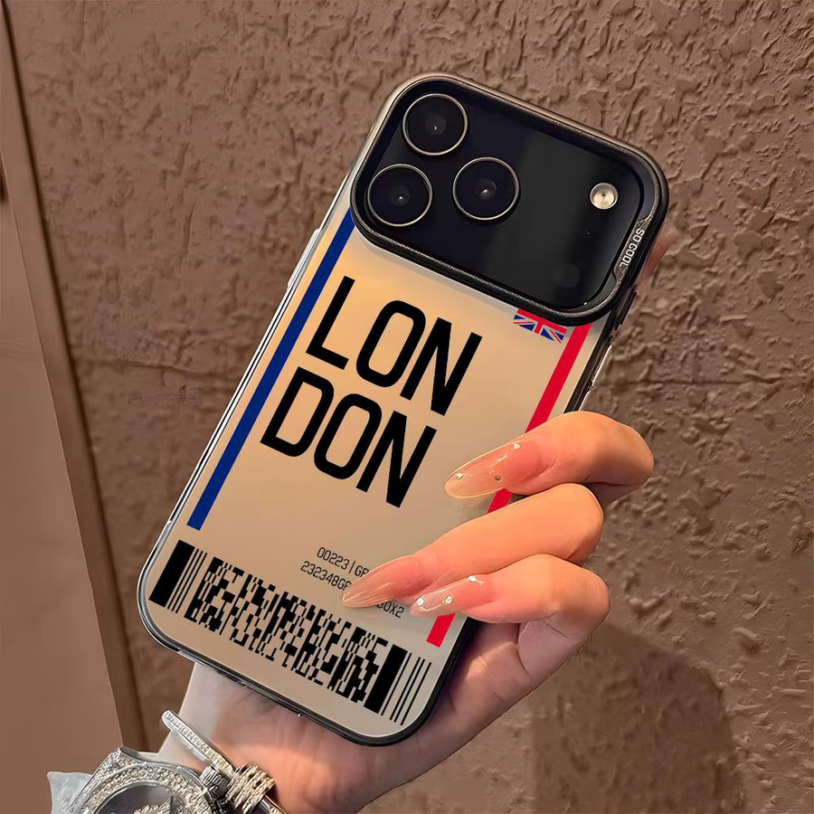 Designer Handyhülle Flugticket Großbritannien für Apple iPhone 17 16 15 14 13 12 11 Pro Max Matt Laser Aurora Funda - Bild 2
