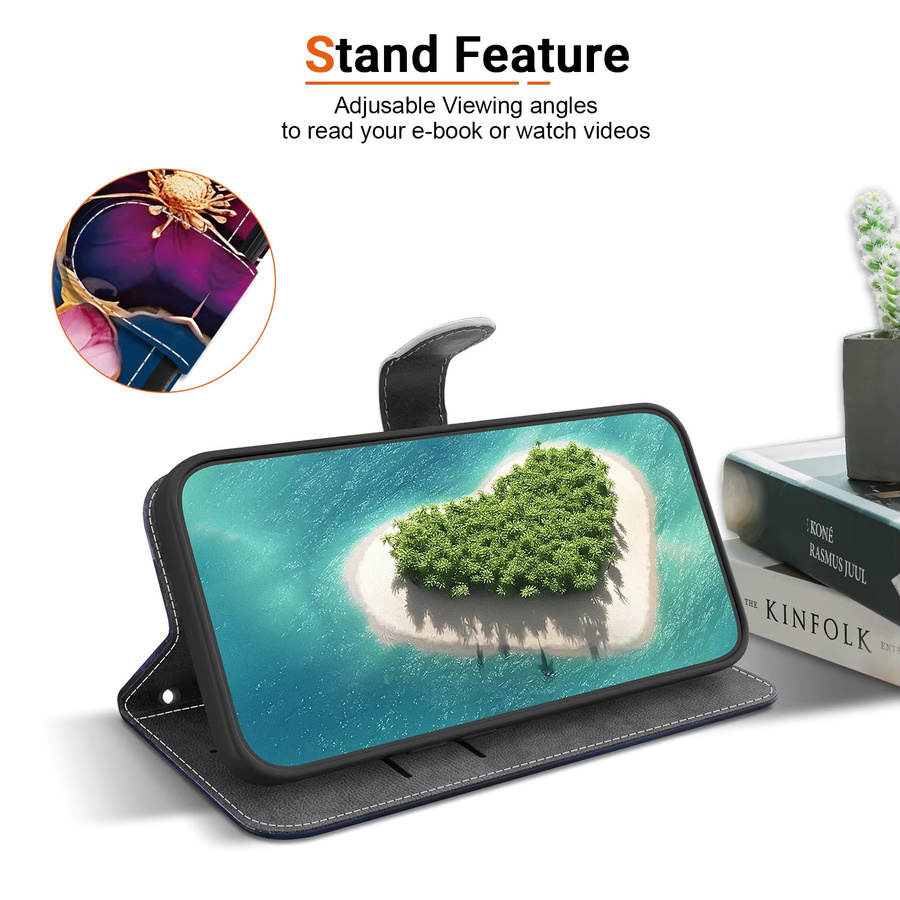 YY-Ngup 3D Blumen Handyhülle aus Leder mit Brieftasche als Flip Case für iPhone 11 bis iPhone 17 Pro Max und Plus Modelle - Bild 3