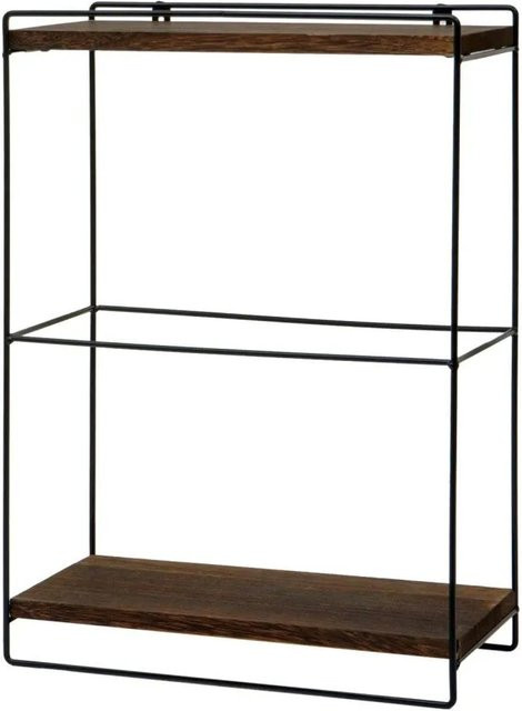 MCW Wandregal K77 im Industrial Design aus Massivholz und Metall, Dunkelbraun, B: 50 cm, T: 35 cm, H: 17 cm - Bild 2