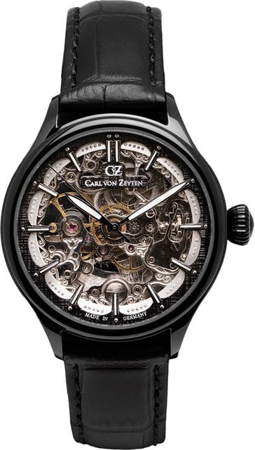 Carl von Zeyten Damenuhr Automatik, Edelstahl, Leder, 38 mm, Silber - Bild 1