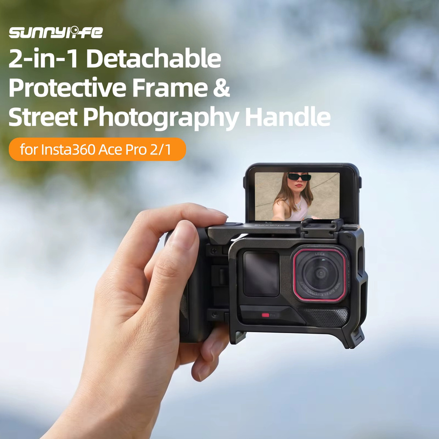 SUNNYLIFE 2-in-1 Schutzrahmen und Street-Photography-Griff für Insta360 Ace Pro 2 und Ace Pro, Schwarz - Bild 3