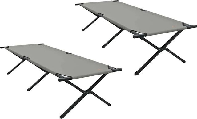 2er Set vidaXL Klappbare Campingbetten aus Stahl und Oxford-Stoff in Grau, B/T/H: 80 x 210 x 46 cm - Bild 1