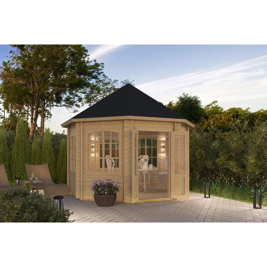 Lasita Maja Pavillon Jamaica aus Massivholz in Braun, B/H/T: 346,8 x 389 x 346,8 cm - Bild 2