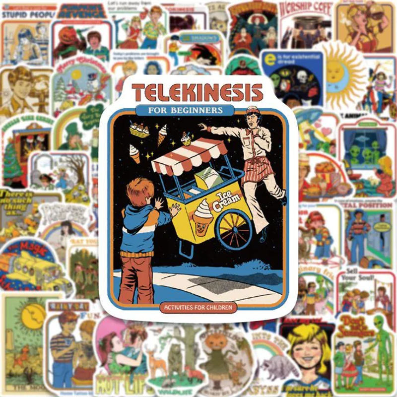 50 Stück Cartoon Lebensmittel Retro Kunst Aufkleber Set in Mehrfarbig für Dekoration von Wasserflaschen und Telefonhüllen - Bild 1