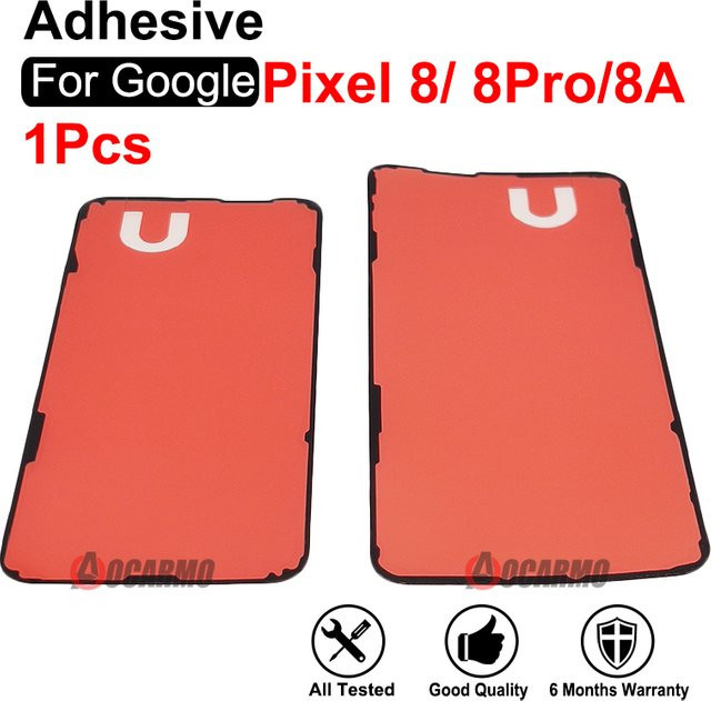 Kleber-Set für Google Pixel 8 Pro, 8 Pro und 8a zur Befestigung von LCD Display und Rückseite in Rot - Bild 1