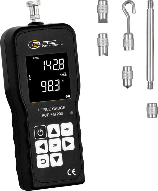 PCE Instruments Kraftmessgerät PCE-FM 200 Dynamometer zur Zug- und Druckkraftmessung bis 200 N in Schwarz - Bild 1