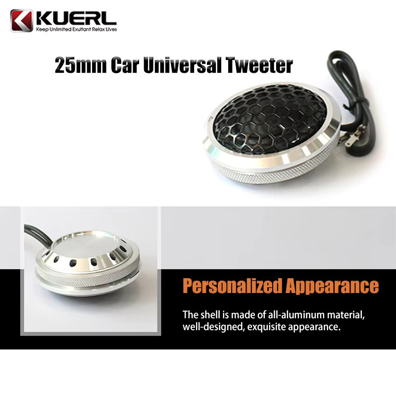 2er-Set Aluminium Auto Hochtöner mit Seidenmembran in Silber für Audio-Modifikationen - Bild 1