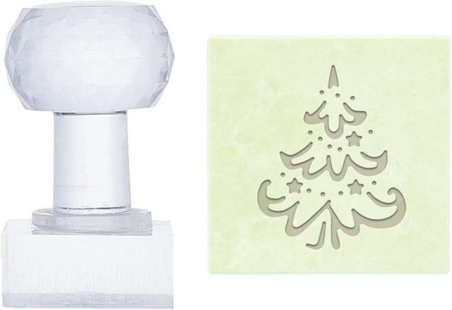 Acryl-Seifenstempel mit Griff für Weihnachtsbaum-Motive, transparent, rechteckig - Bild 1