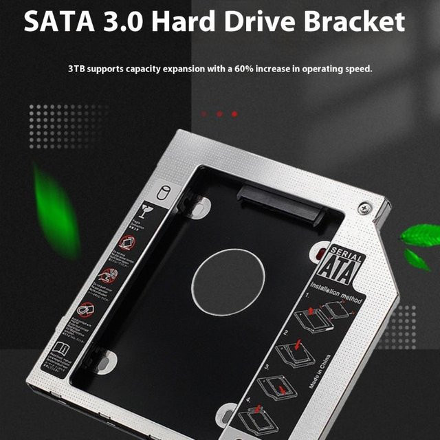 JTZTF HDD-Caddy-Set für 2,5-Zoll-SSD und CD-DVD-Laufwerke, SATA 3.0, für 9,5 mm und 12,7 mm Optibay, aus Kunststoff und Aluminium - Bild 1