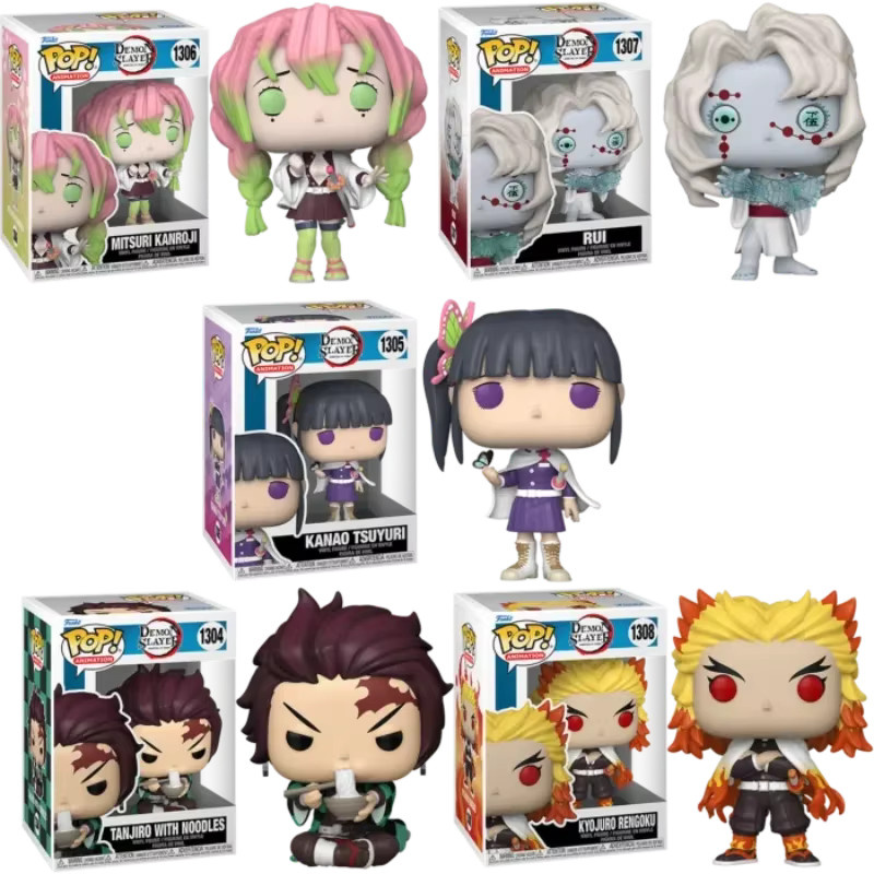 Funko Pop! Demon Slayer Anime Figuren aus Vinyl mit verschiedenen Charakteren wie Mitsuri Kanroji, Obanai, Rui, Nezuko, Sanemi, Tanjiro und Kyojuro - Bild 3