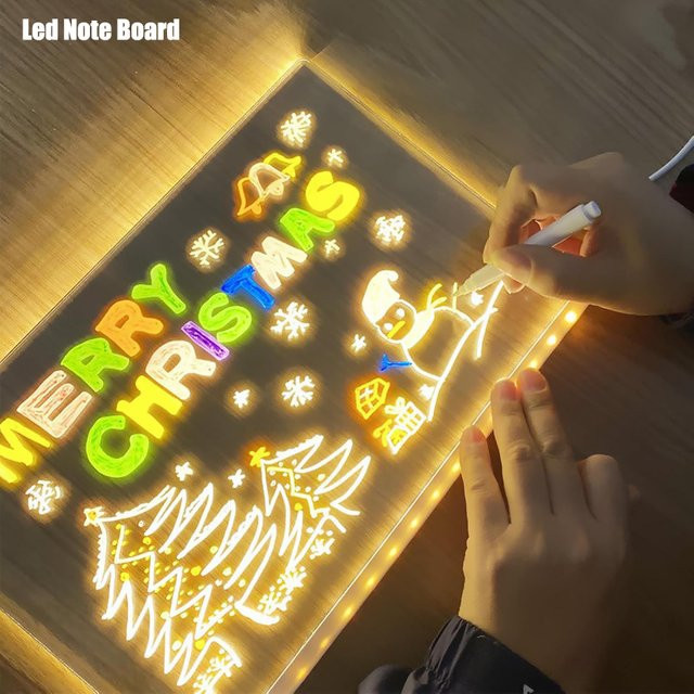 LED-Zeichenbrett mit Licht und Ständer, USB-betriebene löschbare 7-Farben-Notiztafel für Kinder in Multicolor - Bild 1