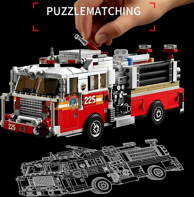 Linyi toy Moc Feuer LKW Gebäude Bausteine 1052 Teile - Bild 1