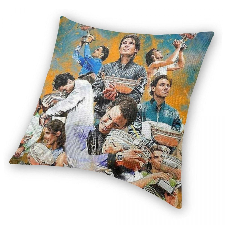Green Harvest Dekorative Kissenhülle Rafael Nadal Tennis aus Polyester und Leinen, Mehrfarbig, B/B: 35 x 35 cm - Bild 3