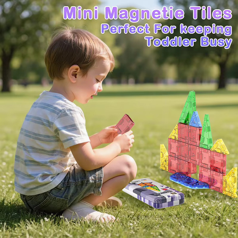 Brozebra Magnetische Mini Fliesen Reise Spielzeug Set für Kinder, Buntes STEM Pädagogisches Lernspielzeug aus Metall und Kunststoff, Breite: 3,75 cm, Tiefe: 3,75 cm, Höhe: 3,75 cm - Bild 4