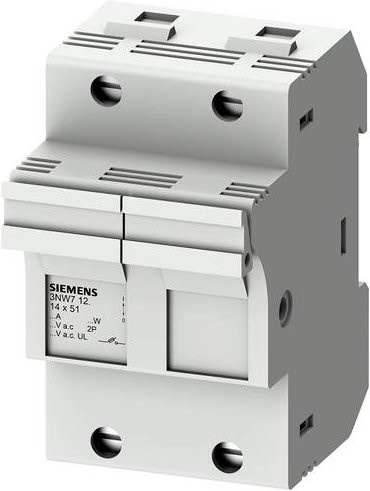 Siemens Zylindersicherungshalter 3NW7122, 50A, 690 V/AC, Weiß - Bild 1