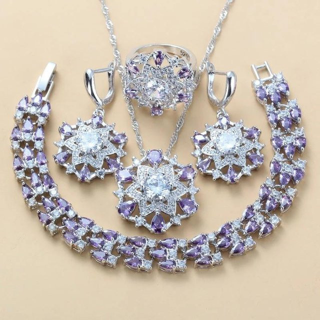 YIRAN Jewelry Schmuck-Set, Saphir, Zirkonia, Diamant, Kupfer, Silber, Damen - Bild 1
