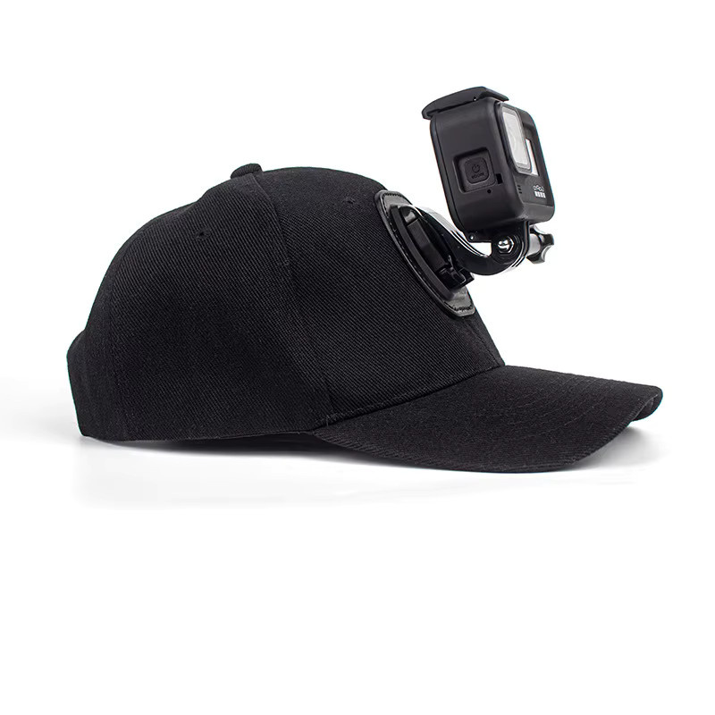 Verstellbare Canvas-Sonnenhutkappe in Schwarz für GoPro, Insta360 X3 und DJI OSMO Actionkameras - Bild 1