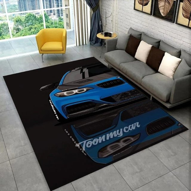 Rutschfester Rennwagen Motorrad Teppich von Lodestar für Kinderzimmer, Wohnzimmer oder Schlafzimmer, Mehrfarbig, B/T: 80 x 50 cm - Bild 1