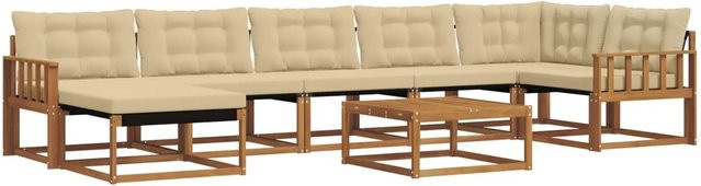 vidaXL Outdoor-Sofagarnitur 22-teilig aus Akazienholz mit Textilene-Polstern in Natur und Beige - Bild 1