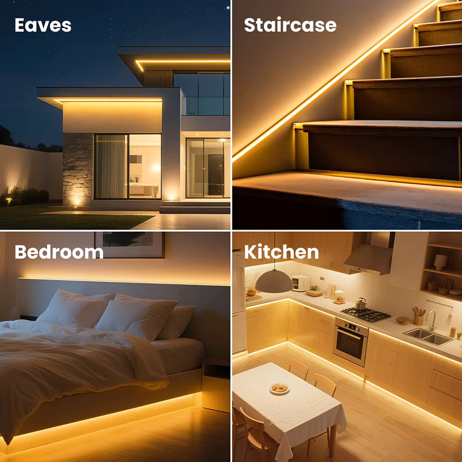 KISUFU RGBW COB-LED-Neonstreifenlicht mit Dimmer, wasserdicht, 220 V, rot, grün, blau und warmweiß - Bild 6