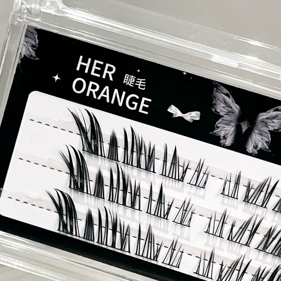 Herorange Schräge Cluster-Wimpern, Natur-Look, 01 - Bild 5