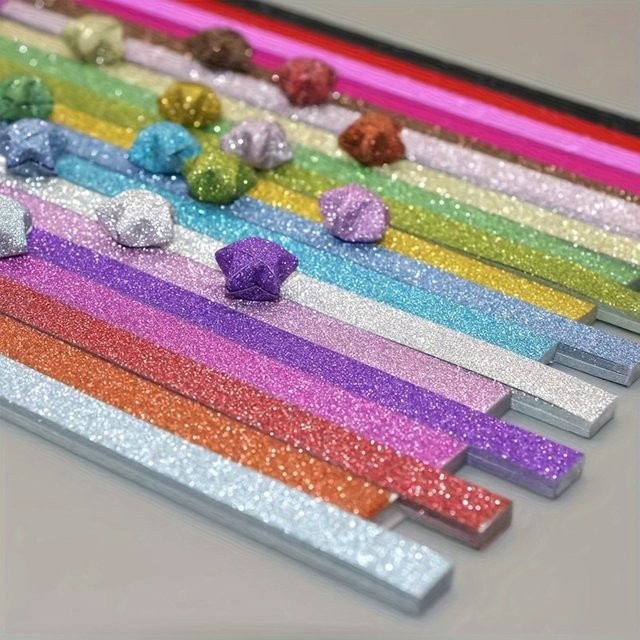 Bunte Origami-Papierstreifen für Lucky Stars mit Regenbogen-Farbverlauf, 520 Stück pro Packung, Mehrfarbig - Bild 1